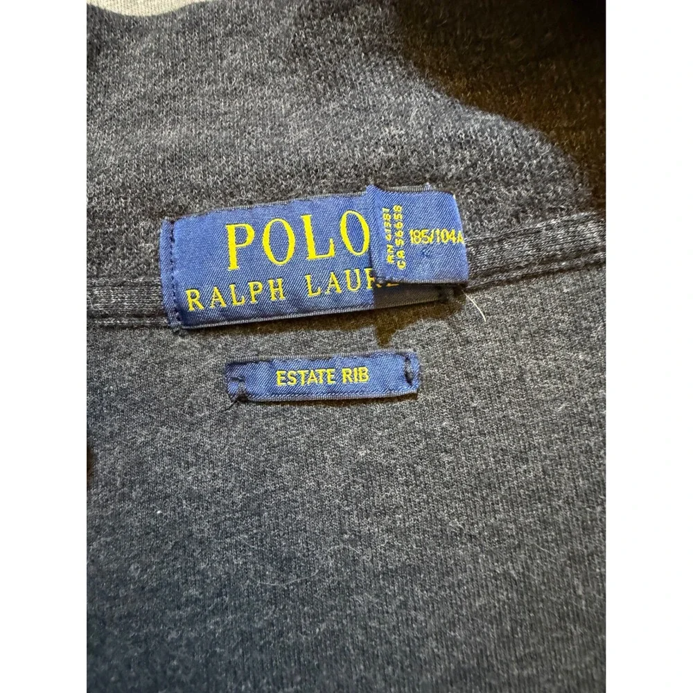 Polo Ralph Lauren Mens XL Charcoal Gray Estate Rib Quarter Zip Pullover Sweater